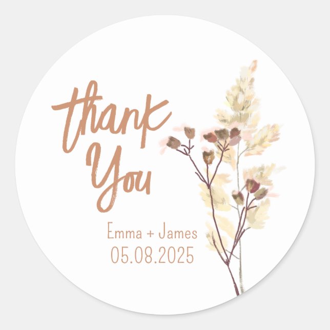 Painted Wildflowers Thank You Sticker (Front)