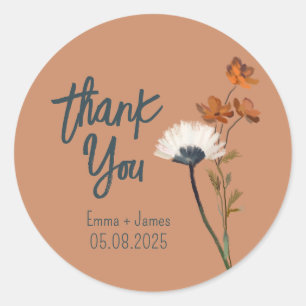 Painted Wildflowers Thank You Sticker
