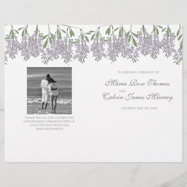 Painted Wisteria Wedding Program (Front)