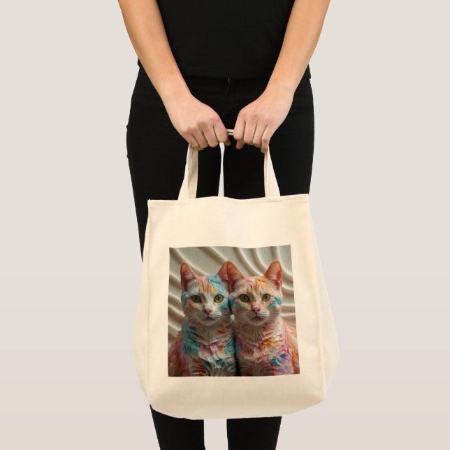 Painted with Purrs – Artistic Cat Tote Bag  (Front (Product))