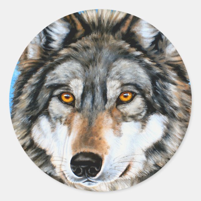 Painted Wolf Classic Round Sticker (Front)