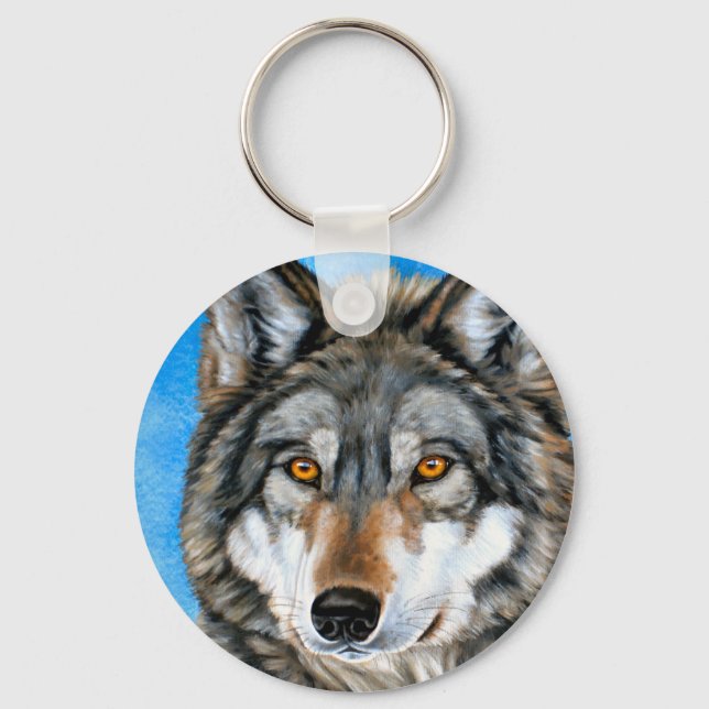 Painted Wolf Key Ring (Front)