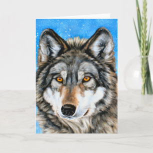 Painted Wolf Season's Greetings Cards