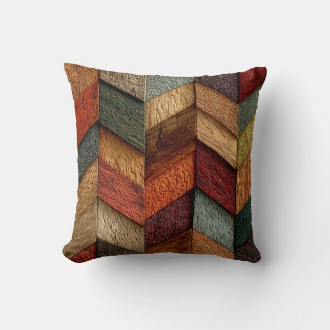 Painted Wood Throw Pillow (Front)
