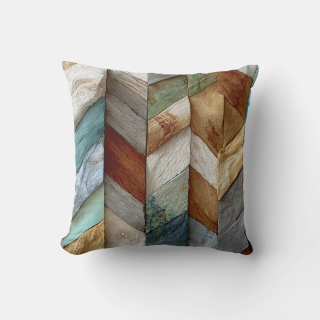 Painted Wood Throw Pillow (Front)