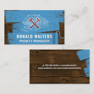 Painted Wooden Boards Blueprints Business Card