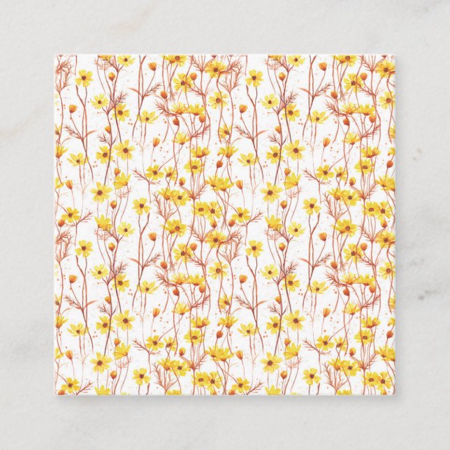 Painted Yellow Daisies Square Business Card (Front)