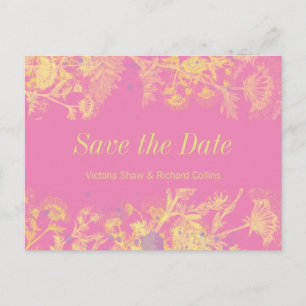 Painted Yellow Flowers Announcement Postcard