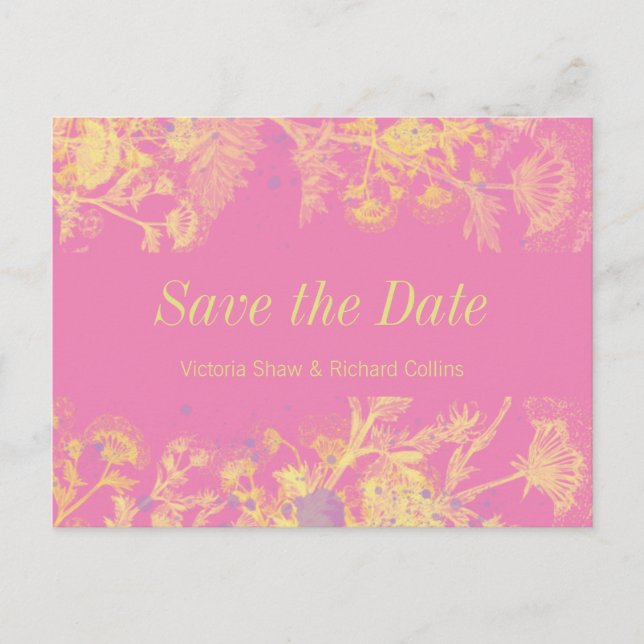 Painted Yellow Flowers Announcement Postcard (Front)