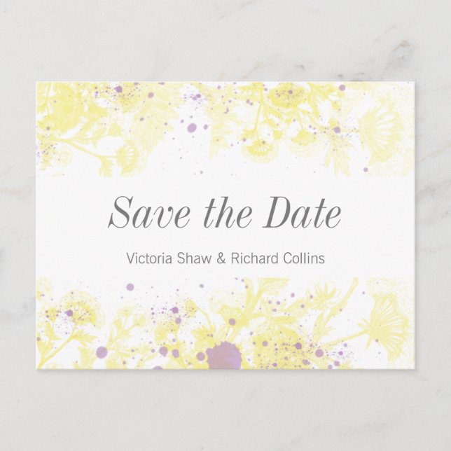 Painted Yellow Flowers Announcement Postcard (Front)