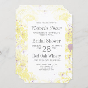 Painted Yellow Flowers Bridal Shower Invitation