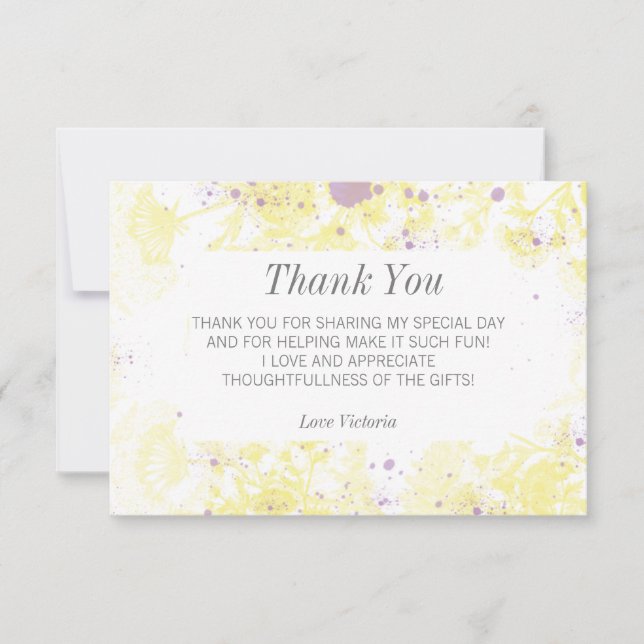 Painted Yellow Flowers Thank You Card (Front)