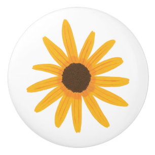 Painted Yellow Sunflower Ceramic Knob