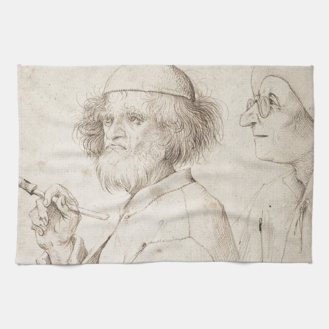 Painter and Connoisseur by Pieter Bruegel Tea Towel (Horizontal)