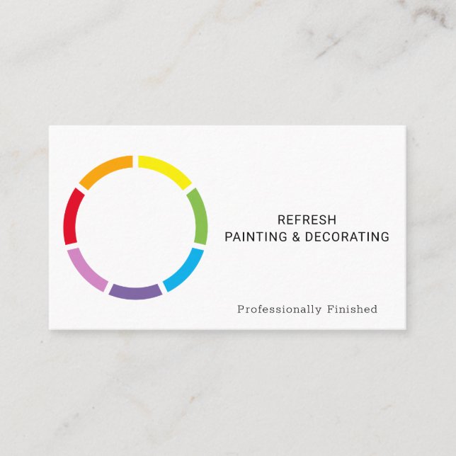 Painter And Decorator Colorful Rainbow Circle Business Card (Front)