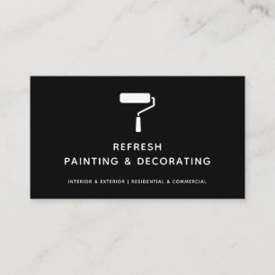 Painter And Decorator Paint Roller Modern Black Business Card