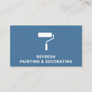 Painter And Decorator Paint Roller Modern Blue Business Card