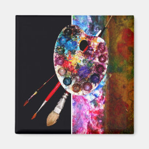 PAINTER ARTIST COLOR PALETTE AND BRUSHES MAGNET