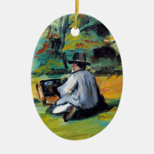 Painter at Work by Paul Cezanne, Vintage Fine Art Ceramic Tree Decoration