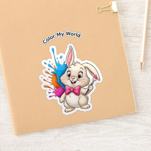 Painter Bunny Sticker – “Colour My World”