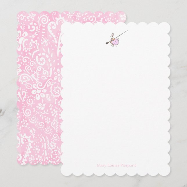 Painter Bunny with paisley Card (Front/Back)