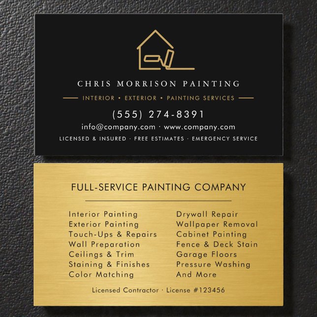 Painter Contractor Metallic Gold Business Card (Creator Uploaded)