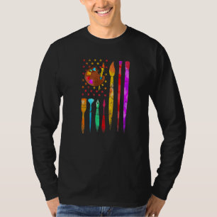 Painter Costume Paint Palette Brush Artist America T-Shirt