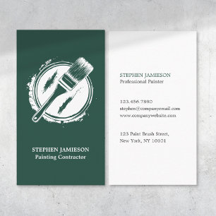 Painter & Decorator Service Green and White Business Card