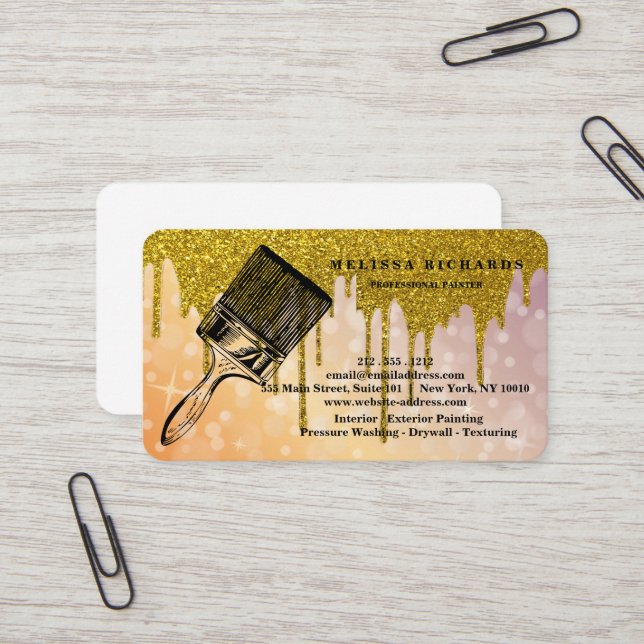 Painter Gold Drip Business Card (Front/Back In Situ)