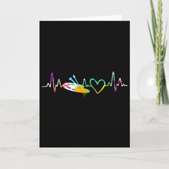 Painter Heartbeat Gift Paint Brush Palette Drawing Card (Front)