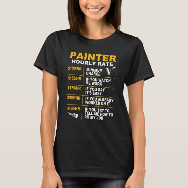 Painter Hourly Rate Artist Painter For Men T-Shirt (Front)
