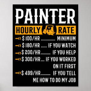 Painter Hourly Rate Funny Painter  Poster