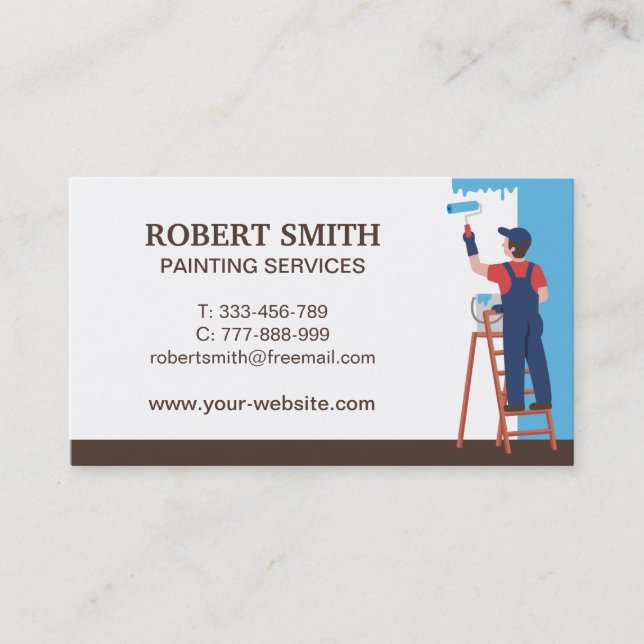 Painter On Ladder Painting Business Card (Front)