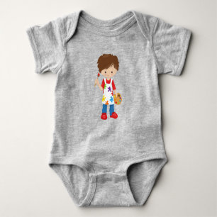 Painter, Paint Artist, Cute Boy, Brown Hair Baby Bodysuit