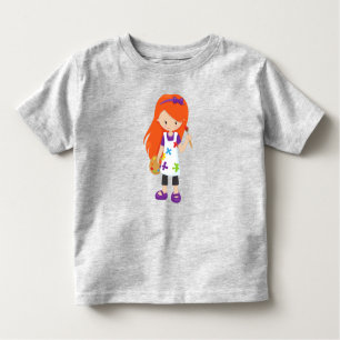 Painter, Paint Artist, Cute Girl, Orange Hair Toddler T-Shirt