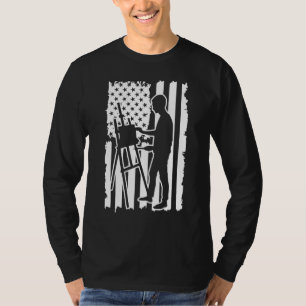 Painter Paint Brush Artist American Flag 4th Of Ju T-Shirt