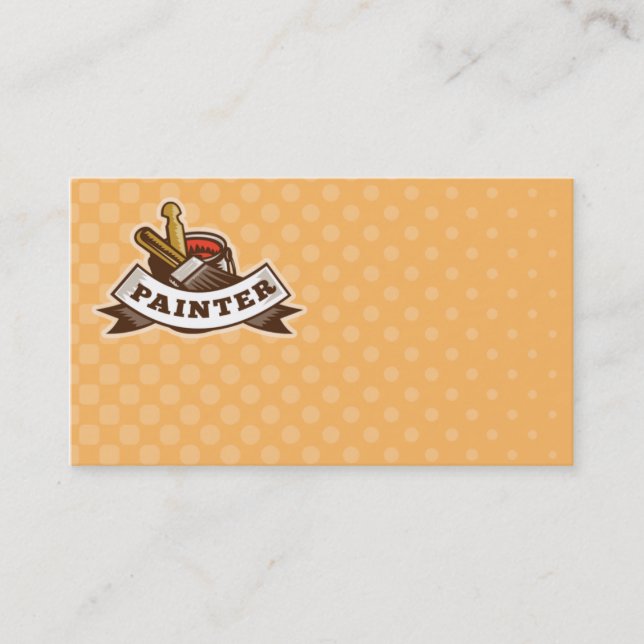 painter paint brush stirrer tin can scroll business card (Front)