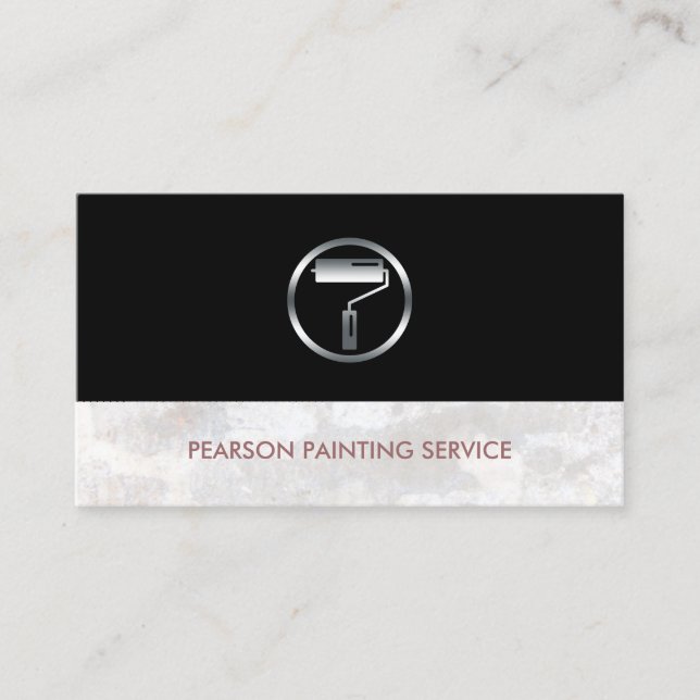 Painter Paint Roller Brush Icon Business Card (Front)