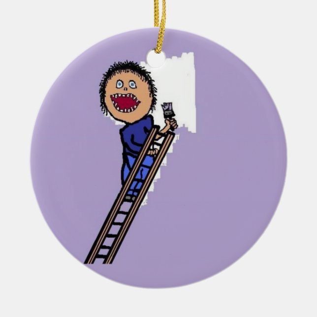 Painter Painting Wall Ceramic Tree Decoration (Front)