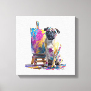 Painter Pug � Abstract Art Dog Canvas Print