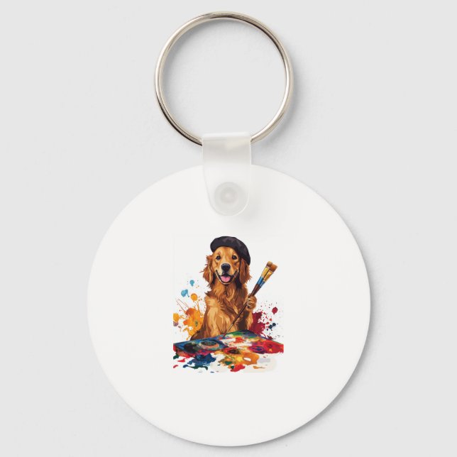 Painter Pup � Artistic Dog with Easel Key Ring (Front)