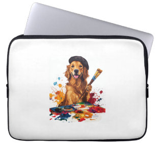 Painter Pup � Artistic Dog with Easel Laptop Sleeve