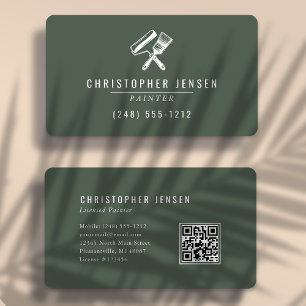 Painter QR Code Dark Green Rounded Painting Business Card