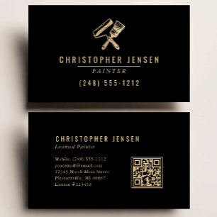 Painter QR Code Painting Business Black Gold Business Card