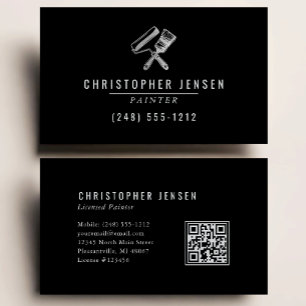 Painter QR Code Painting Business Black Silver Business Card
