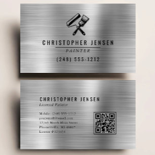 Painter QR Code Silver Black Metallic Painting Business Card