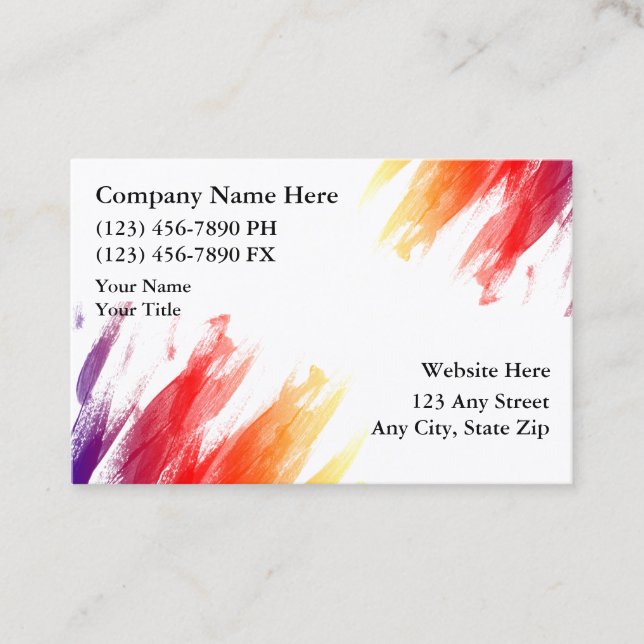 Painter Simple Layout And Colourful Design Business Card (Front)