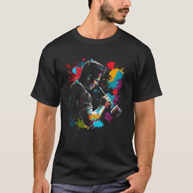 Painter Splash Painting Retro Colours Painter T-Shirt (Front)