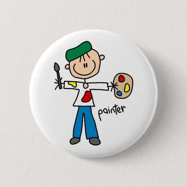Painter Stick Figure Button (Front)