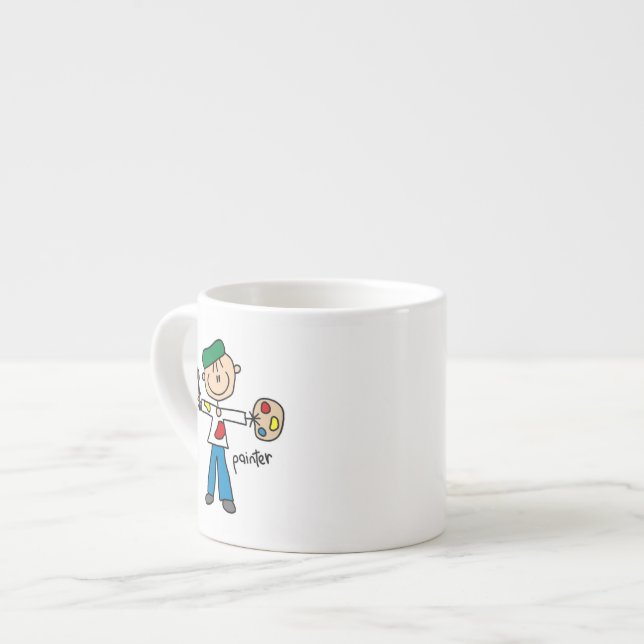 Painter Stick Figure Espresso Cup (Front Left)